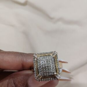 JCPenney Gold and Silver Square Cluster Ring